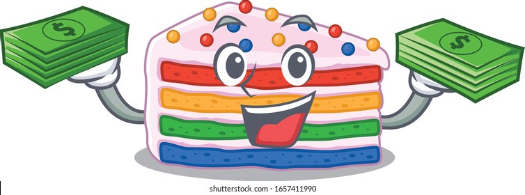 cooler, reichhaltiger Regenbogenkuchencharakter mit Geld