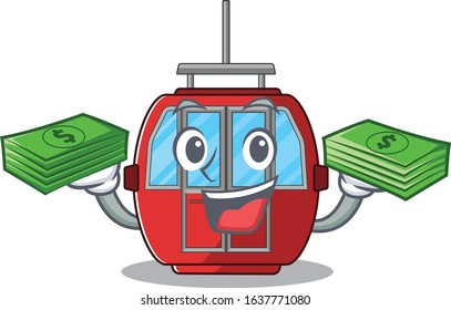 cool rich ropeway character having money on hands