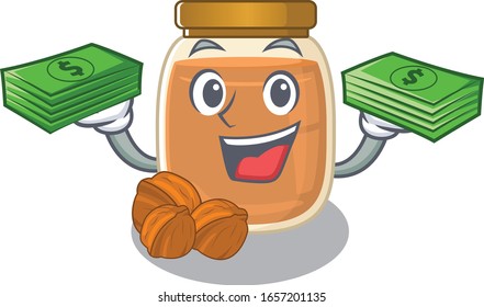 cool rich walnut butter character having money on hands