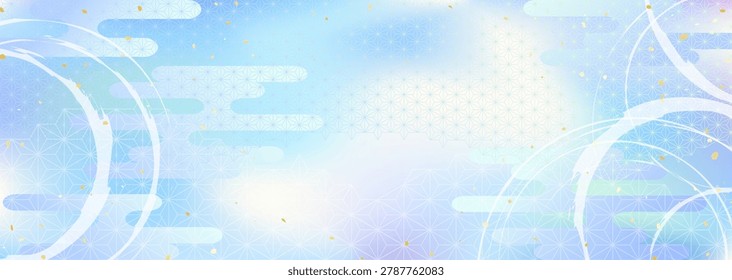 Cool ripples on the water's surface : A background illustration featuring traditional Japanese patterns.