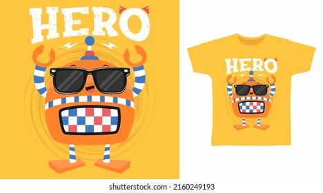 Cool robot hero cartoon tshirt art designs