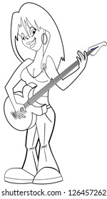 Cool rock star girl playing guitar