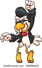 Cool rockabilly chicken. Vector clip art illustration with simple gradients. All in a single layer. 