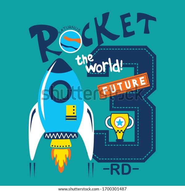 Cool Rocket Typography Design Childrenfunny Cartoonvector Stock Vector ...