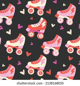 Cool Roller Blades Roller Skates Pattern Repeat Vector