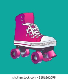 Cool roller skating shoes. Vector illustration. 90’s style