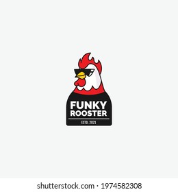 Cool Rooster chicken cartoon mascot illustration