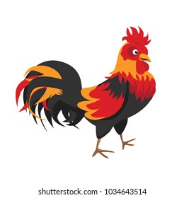 Cool Rooster in Original Color Vector Illustration