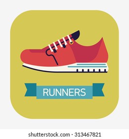 Cool round corners vector icon on running shoes with flat design trendy sport footwear isolated