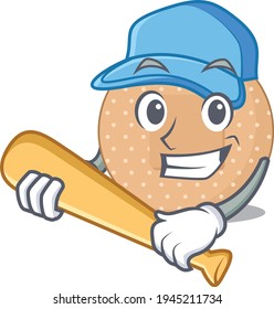 Cool rounded bandage caricature picture design playing baseball. Vector illustration