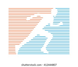 Cool running symbol. Vector silhouette of runner.