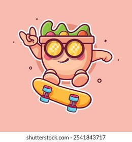 legal salada personagem mascote personagem jogando skate isolado desenho animado