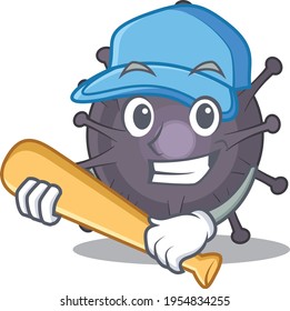 Cool salmonella caricature picture design playing baseball. Vector illustration