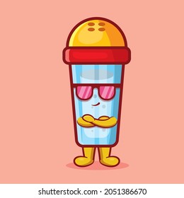 cool salt bottle mascot isolated cartoon in flat style