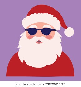 Cool Santa Claus Cartoon in Sunglasses and Festive Hat