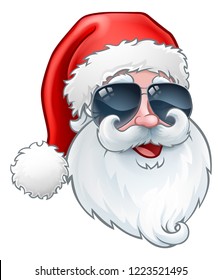 Cool Santa Claus Christmas cartoon character in shades or sunglasses