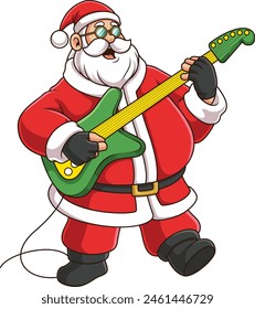 Cool santa claus playing guitar vector illustration