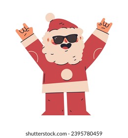 Cool Santa Claus in sunglasses vector cartoon character.