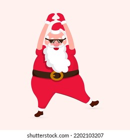 Cool Santa Clause wearing Black Goggles, Happy and Dancing.