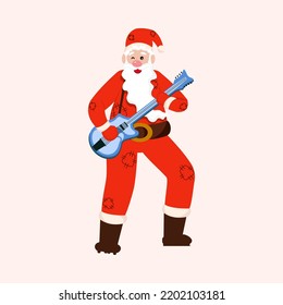 Cool Santa Clause Winking and Playing Guitar.