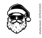 Cool santa  face in sunglasses