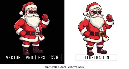 Cool Santa Giving Thumbs Up - Fun and Festive Christmas Illustration