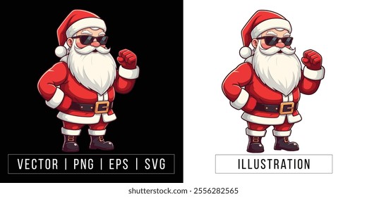 Cool Santa Giving Thumbs Up - Fun and Festive Christmas Illustration