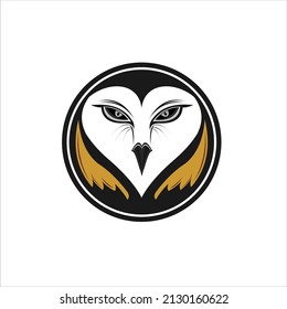 Cool And Scary Owl Head Simple Logo