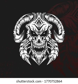 Cool Scary Skull Clip Art On Black Background