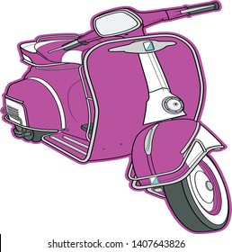 cool scooter vector with pink color