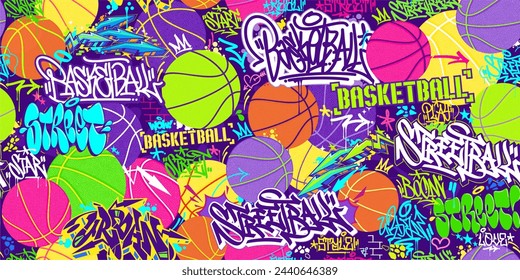 Cool Seamless Abstract Hip Hop Urban Street Art Graffiti Style Streetball Or Basketball Background