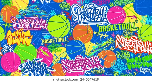 Cool Seamless Abstract Hip Hop Urban Street Art Graffiti Style Streetball Or Basketball Background