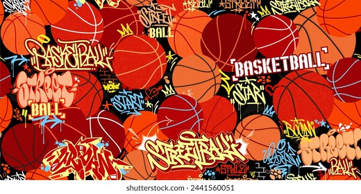 Cool Seamless Abstract Hip Hop Urban Street Art Graffiti Style Streetball Or Basketball Background