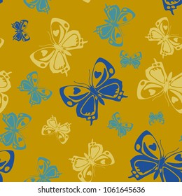 Cool seamless butterfly iterative background isolated on contrast back layer. Flying butterfly repeat theme vector. Wildlife insect fauna backdrop for interior textile.