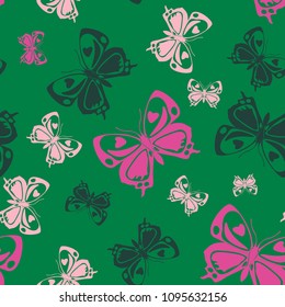 Cool seamless butterfly iterative background isolated on contrast back layer. Wildlife butterfly repeat theme vector. Wildlife insect fauna artwork for interior.