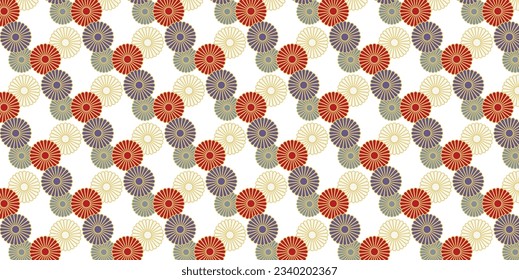 cool seamless Japanese pattern with a chrysanthemum pattern in traditional Japanese style with a white background