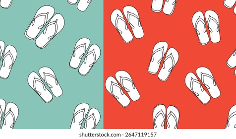 Cool Seamless Pattern with Beach Sandals or Flip Flops in Repeating Design Print
