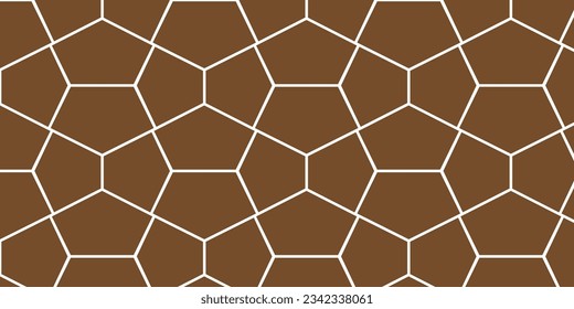 patrón fresco y transparente con motivo de pentágono en marrón con contorno blanco