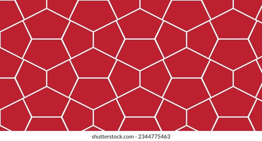 patrón fresco y transparente con motivo de pentágono en rojo con contorno blanco