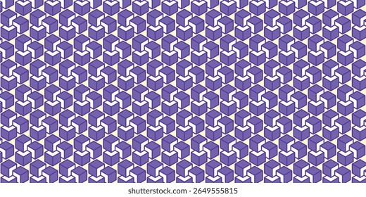 Cool seamless pattern with a purple and white overlapping cube motif