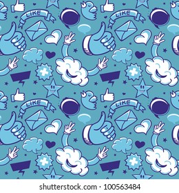 cool seamless pattern with social media icons - vector