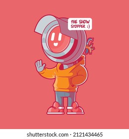 Ilustración vectorial del carácter Cool Semaphore. Divertido, tecnología, concepto de control.