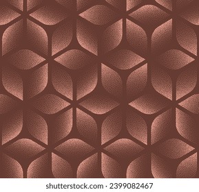 Cool Sepia Aesthetic Retro Seamless Pattern Faded Brown Tones Vector Abstract Background. Vintage 50s, 60s, 70s Graphic Art for Wallpaper. Funky Half Tone Elements Add Unique Charm To Textile Print