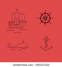Cool set of icons with ocean and sea subject.