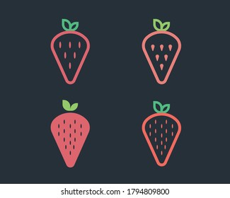Cool Set of strawberry vector icons 