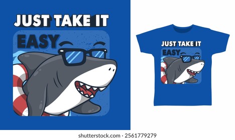 Cool shark hand drawn illustration, vector ready for print on t-shirt and other uses.
