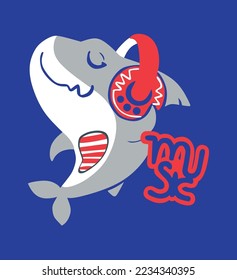 Cool shark in pool .Vector illustration for t-shirt prints, posters and other uses.