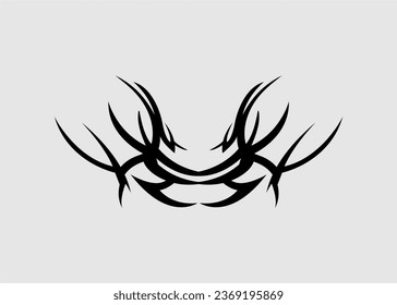 Cool sharp black abstract tribal dragon head	