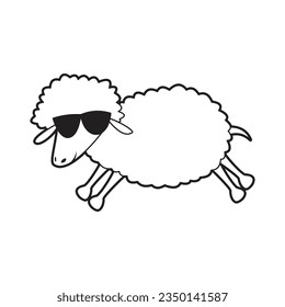 cool sheep cartoon character design illustration