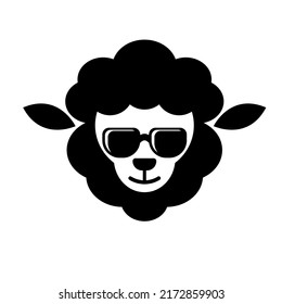 
cool sheep head logo wearing glasses